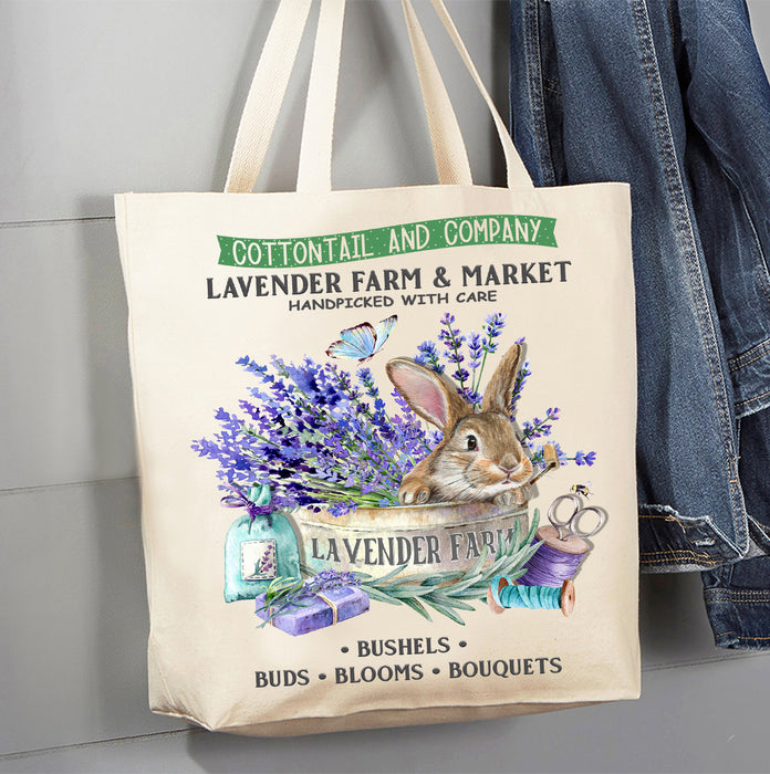 Lavender Farm Bunny Canvas Tote Bag
