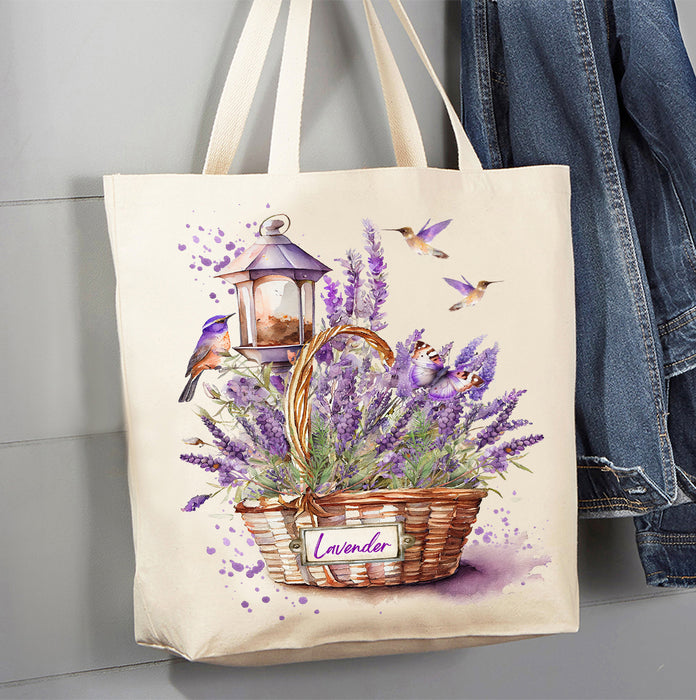 Basket of Lavender Humming Birds Canvas Tote Bag