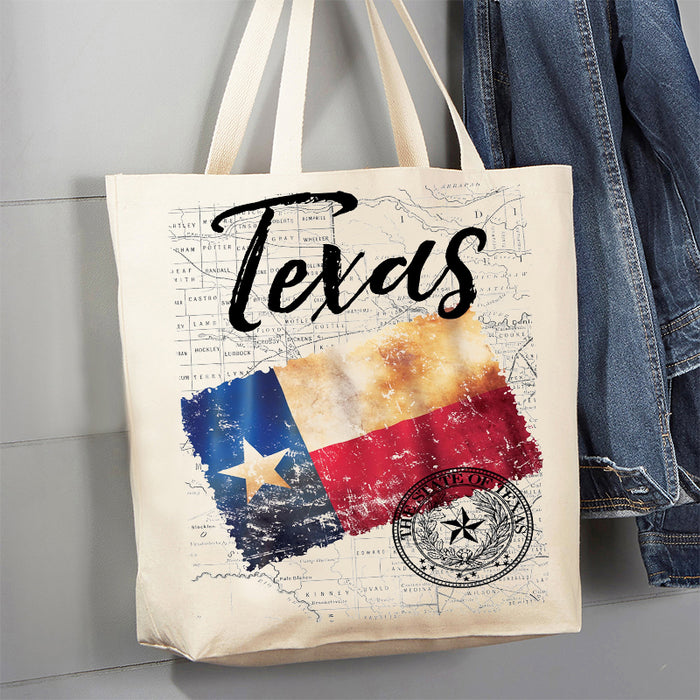 Texas State Flag Souvenir 12 oz Canvas Tote Bag