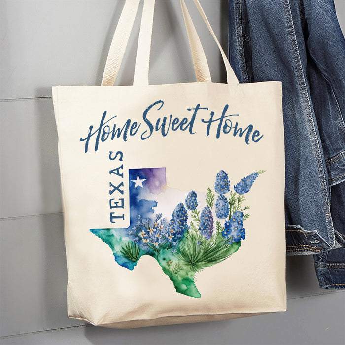 Texas Bluebonnet Home Sweet Home Canvas Tote Bag