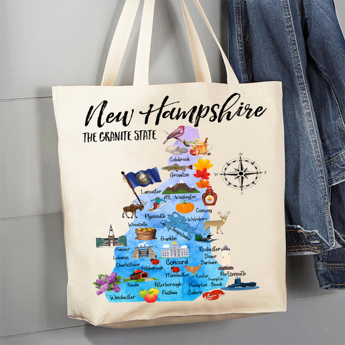 New Hampshire State Canvas Tote Bag