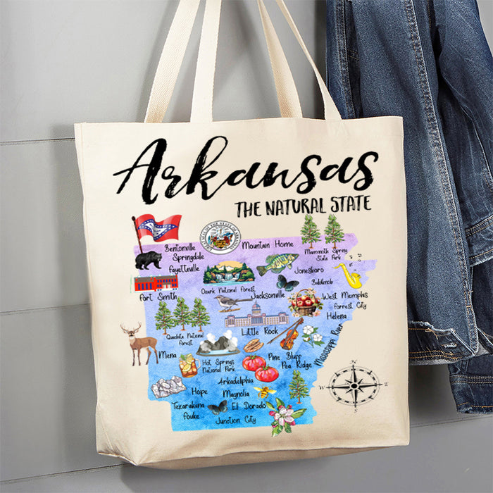 Arkansas State Map Canvas Tote Bag