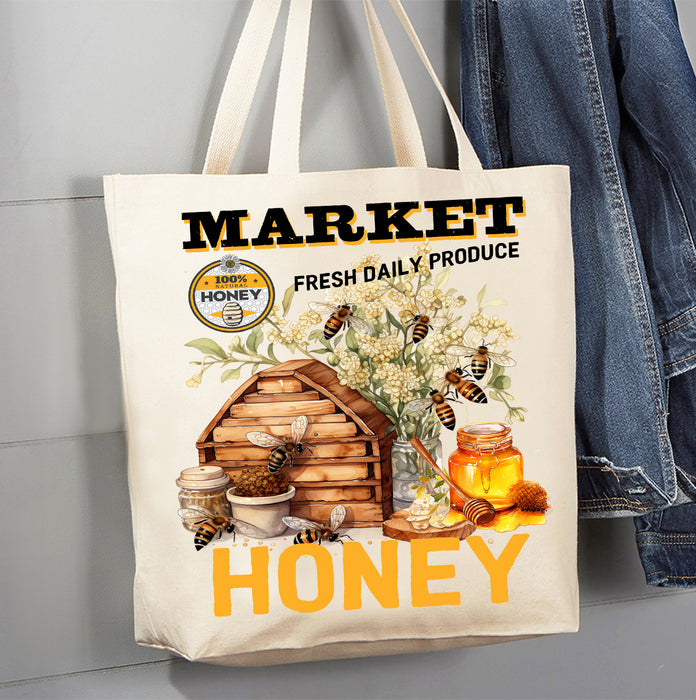 Honey Bees Country Market Canvas Tote Bag