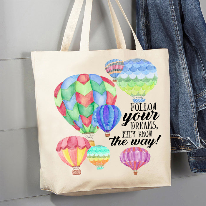 Hot Air Balloons Follow Your Dreams Canvas Tote Bag