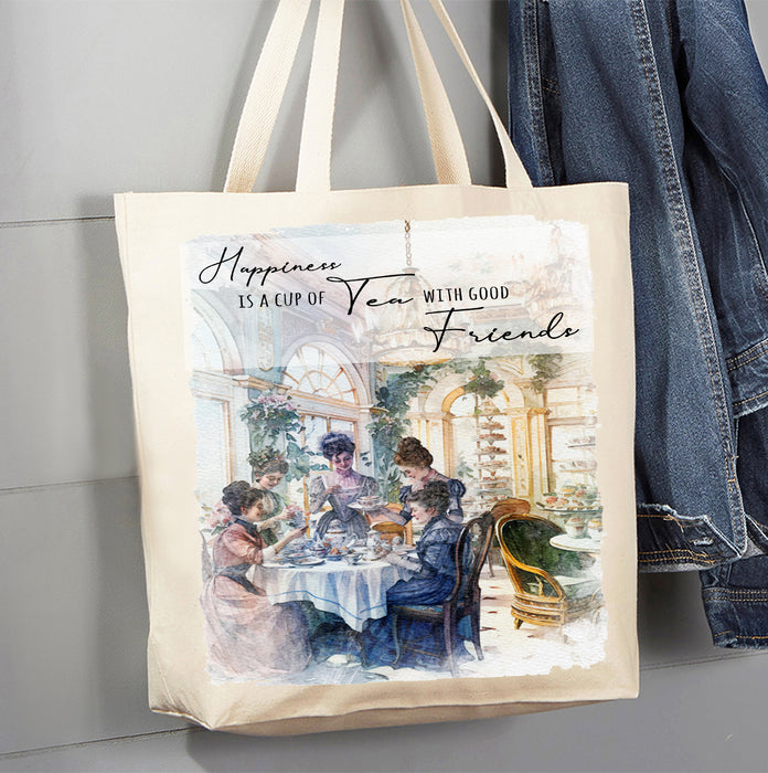 Victorian Happiness Tea with Friends Canvas Tote Bag