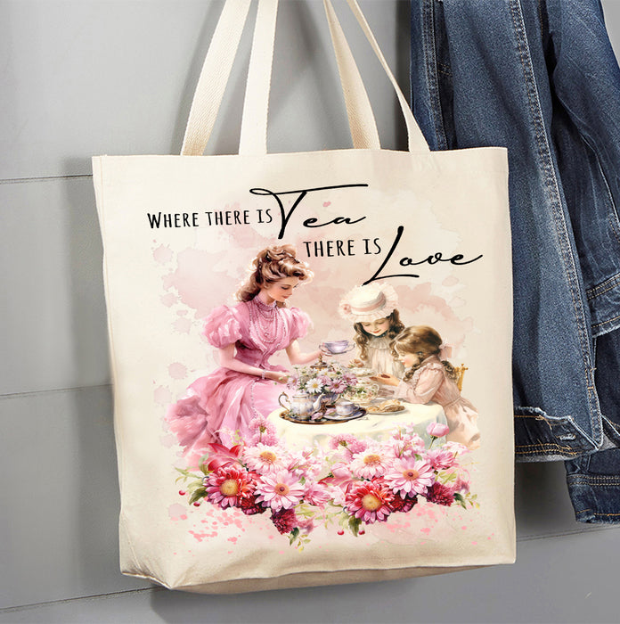 Victorian Mother Daughter Tea Canvas Tote Bag