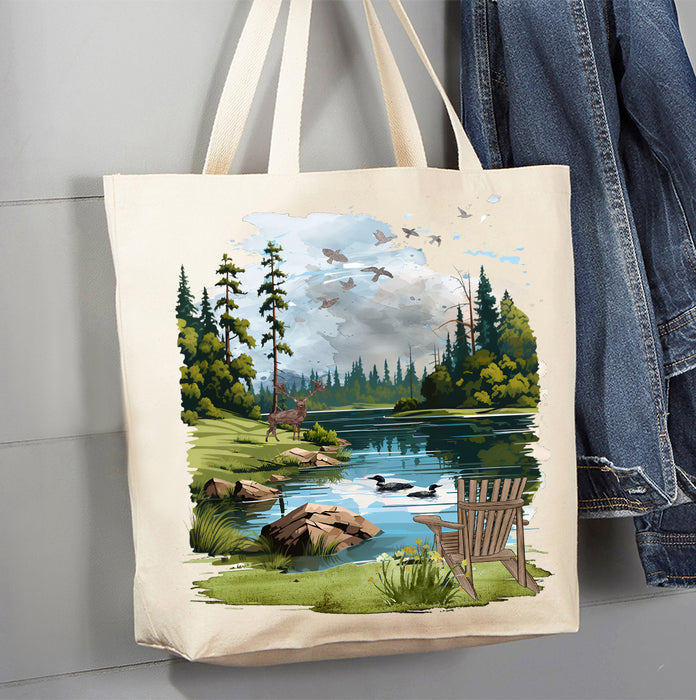 Adirondack Chair Lake Forest Canvas Tote Bag