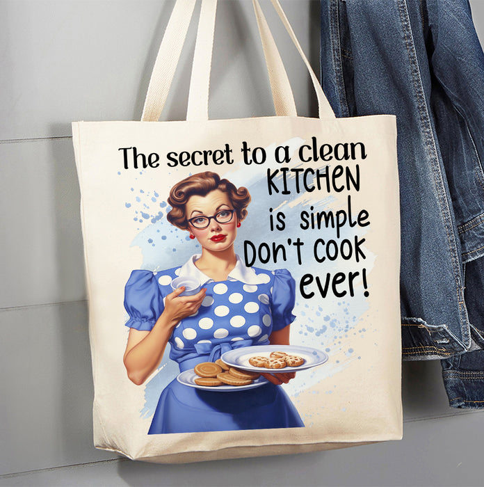 Clean Kitchen Don't Cook Funny Canvas Tote Bag