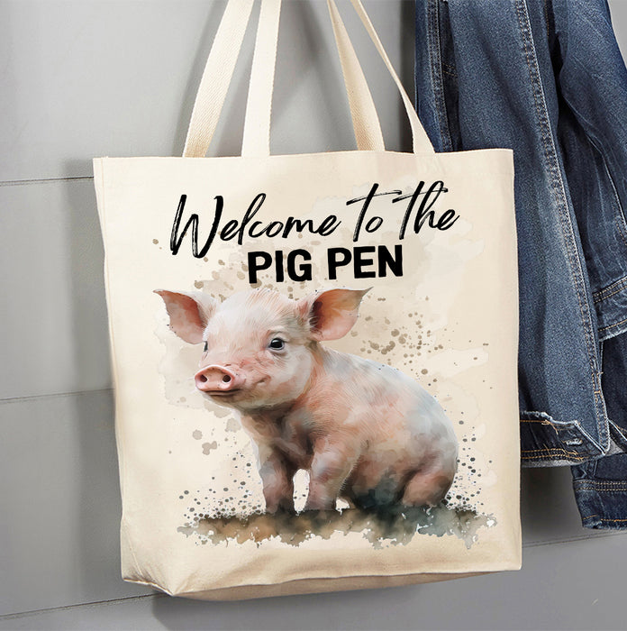 Welcome to the Pig Pen Piglet Canvas Tote Bag