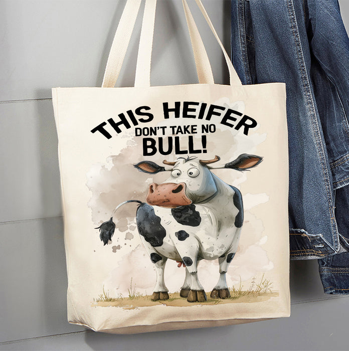This Heifer Takes No Bull Cow Canvas Tote Bag