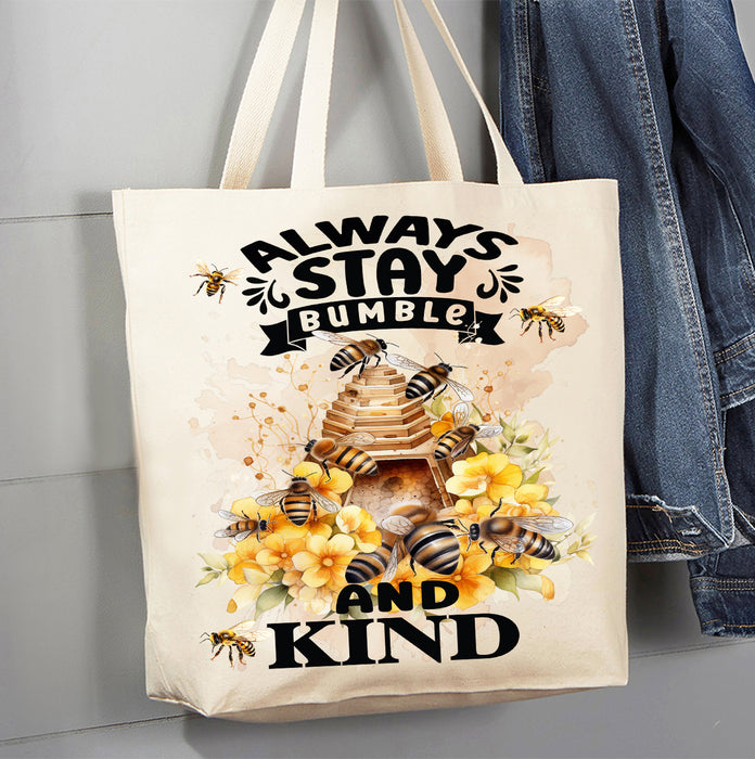 Always Stay Humble Bumble Bee Spiritual Canvas Tote Bag