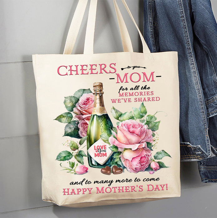 Cheers to Mom Mothers Day Canvas Tote Bag