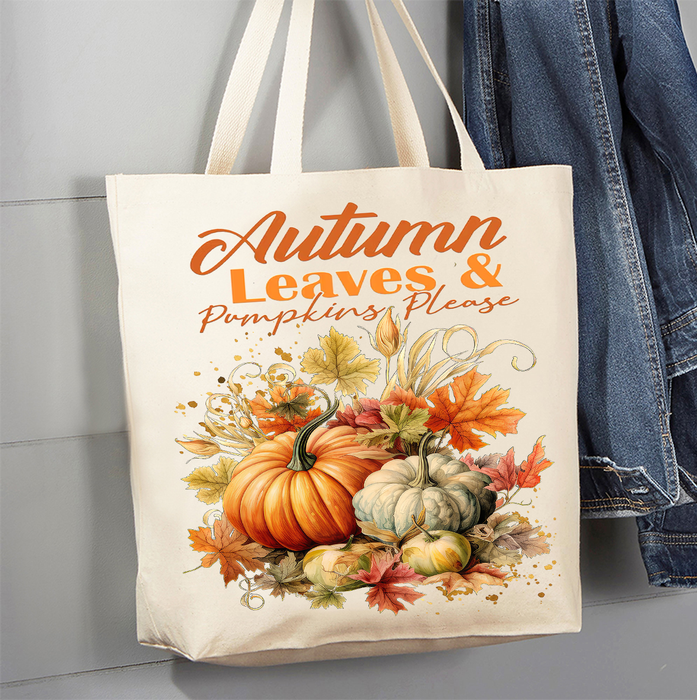 Autumn Leaves Pumpkins Canvas Tote Bag