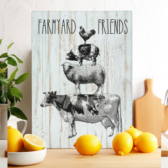 Farmyard Friends Cow Sheep Pig Chicken Cutting Board Trivet