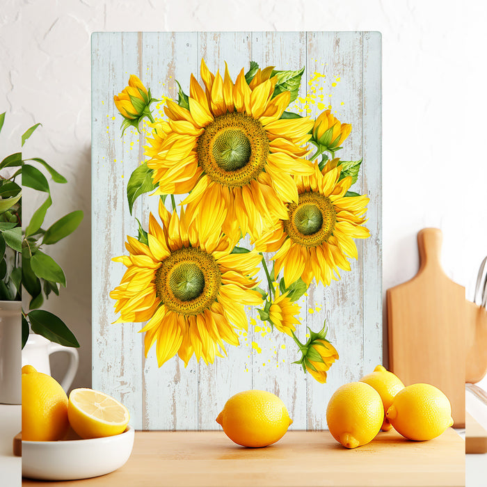 Spring Summer Yellow Sunflowers Glass Cutting Board Trivet