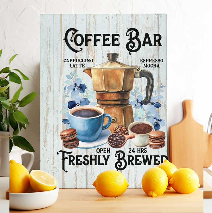 Coffee Bar Freshly Brewed Glass Cutting Board Trivet