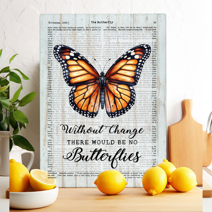 Vintage Monarch Butterfly Quote Cutting Board