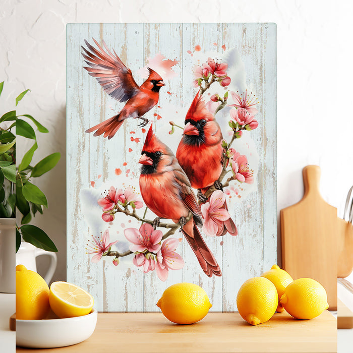 Cardinal Birds Glass Cutting Board Trivet