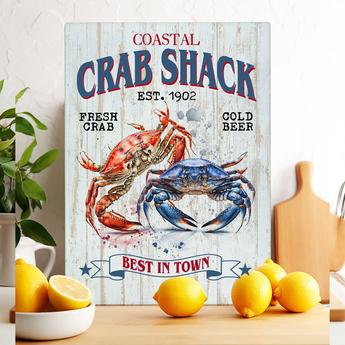 Coastal Beach Crab Shack Glass Cutting Board Trivet