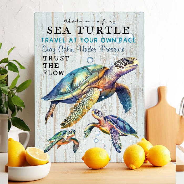 Coastal Sea Turtle Wisdom Ocean Cutting Board Trivet
