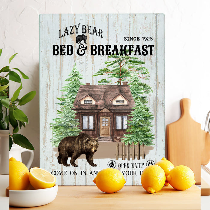 Lazy Bear Bed & Breakfast Glass Cutting Board