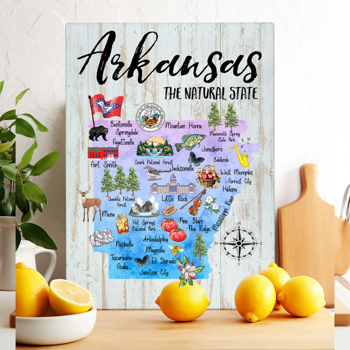 Arkansas State Map Glass Cutting Board Trivet