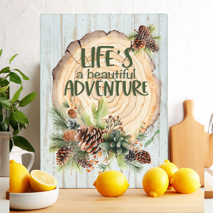 Lifes a beautiful Adventure Pine Cones Cutting Board Trivet