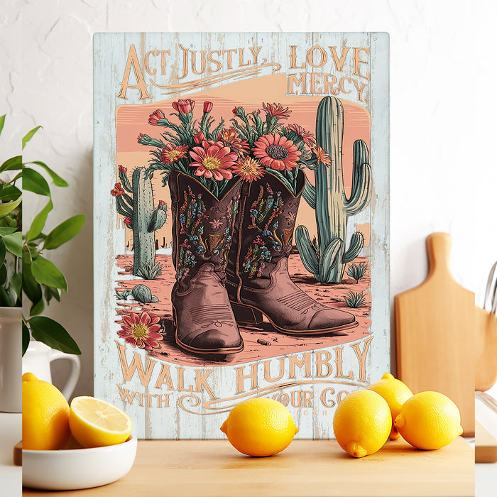 Walk Humble with God Western Spiritual  Cutting Board