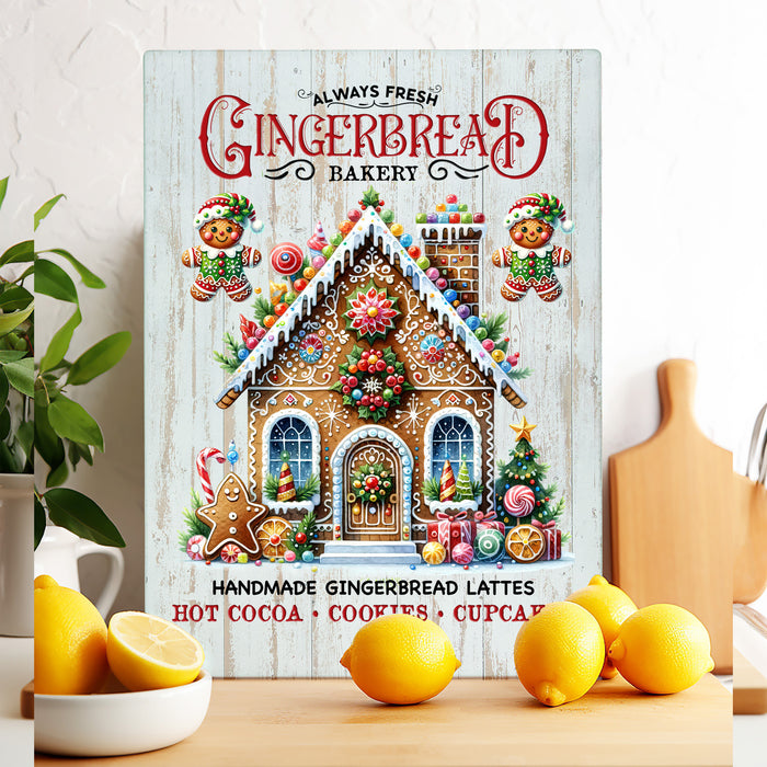 Christmas Gingerbread Bakery House Glass Cutting Board Trivet