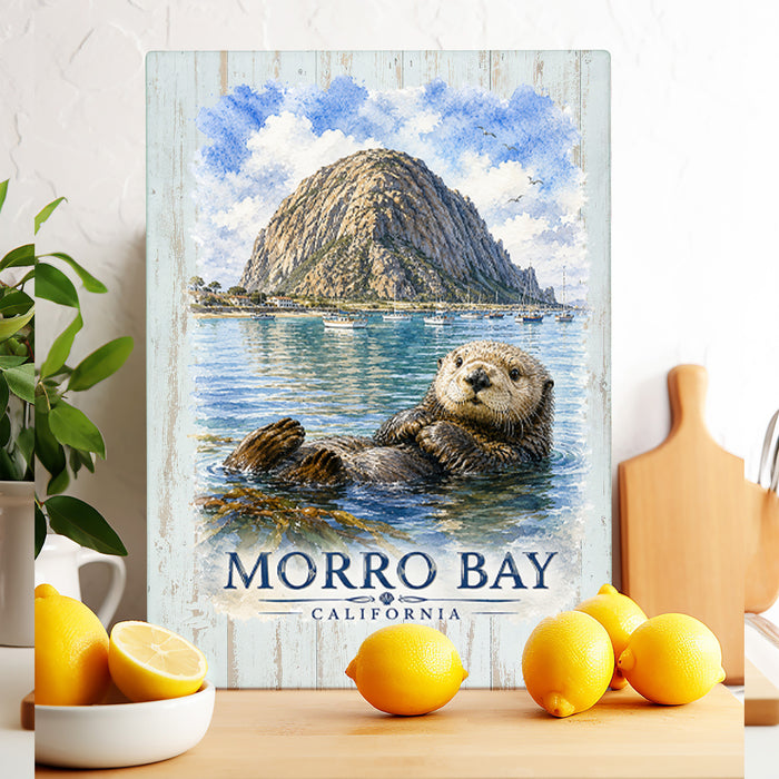 Morro Bay Otter with Rock Glass Cutting Board