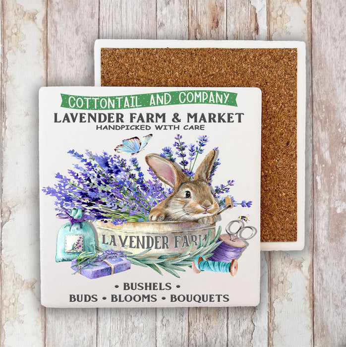 Lavender Farm Bunny Stone Coaster