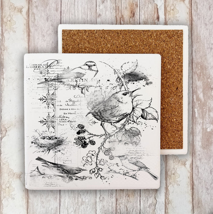 Vintage Shabby Chic Spring Birds Stone Coaster