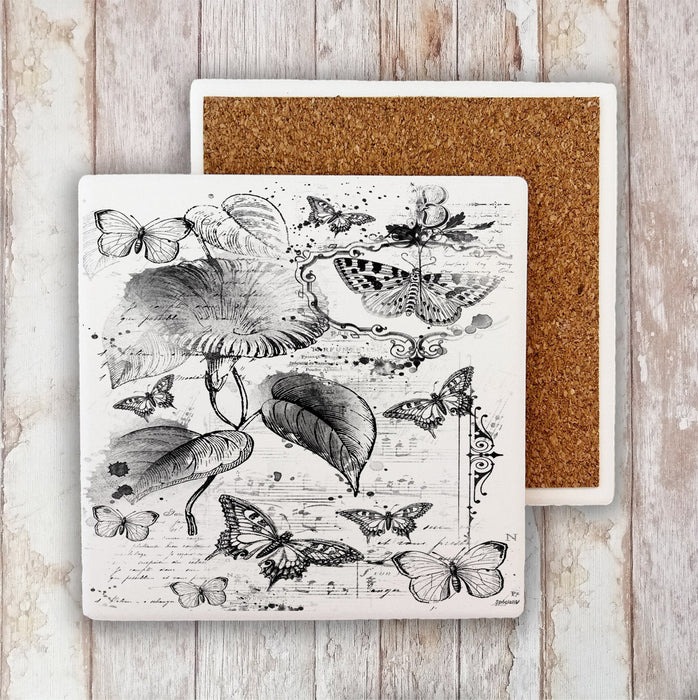 Vintage Shabby Chic Butterfly Stone Coaster