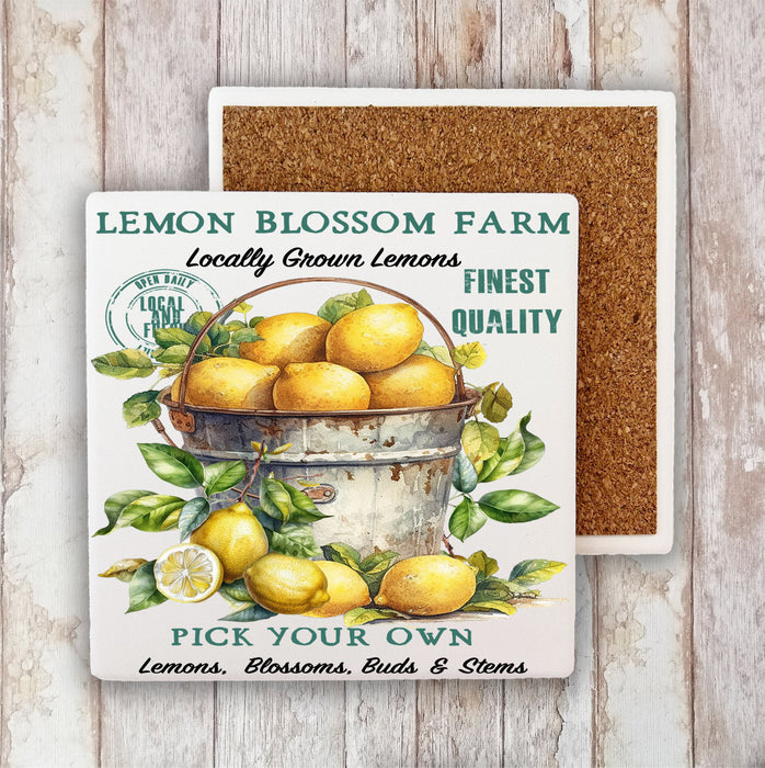 Bucket of Lemon Blossom Farm Stone Coaster