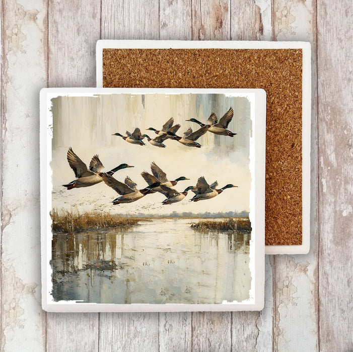 Vintage Ducks Stone Coaster