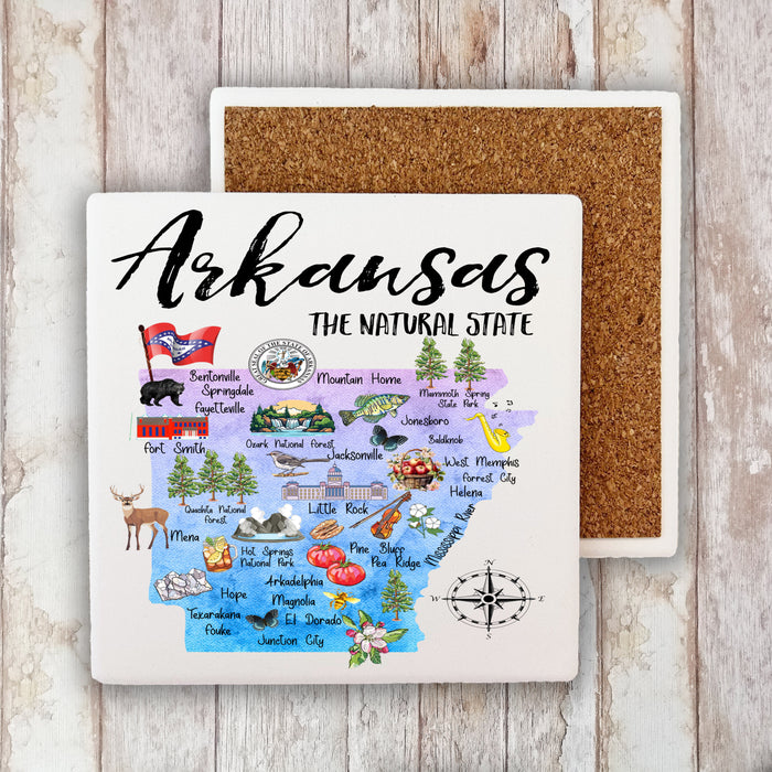 Arkansas State Map Stone Coaster