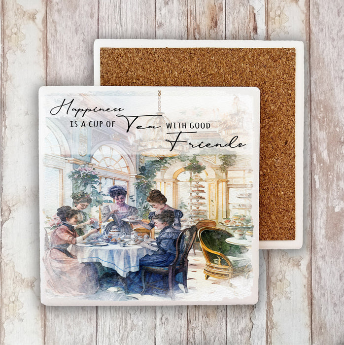 Victorian Happiness Tea with Friends Stone Coaster