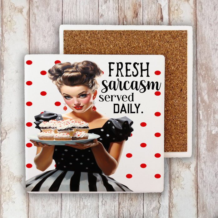 Fresh Sarcasm Served Daily Funny Stone Coaster