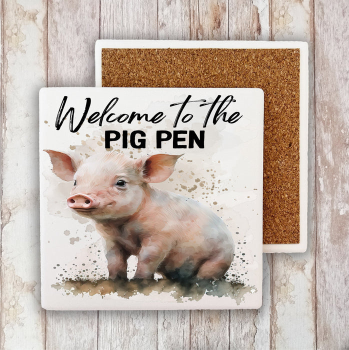 Welcome to the Pig Pen Piglet Stone Coaster