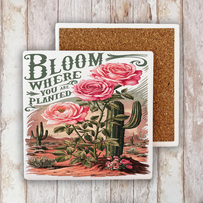 Bloom Where Planted Western Spiritual Stone Coaster