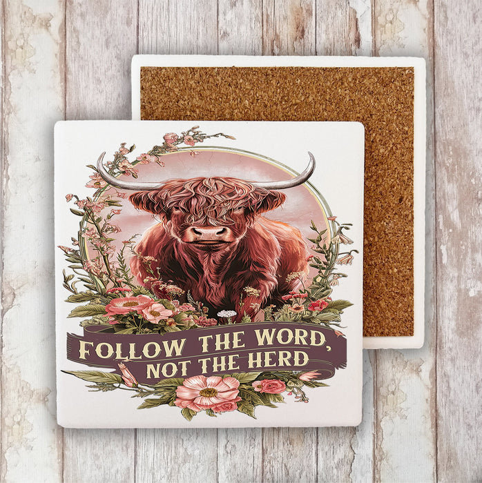 The Word not the Herd Western Spiritual Stone Coaster