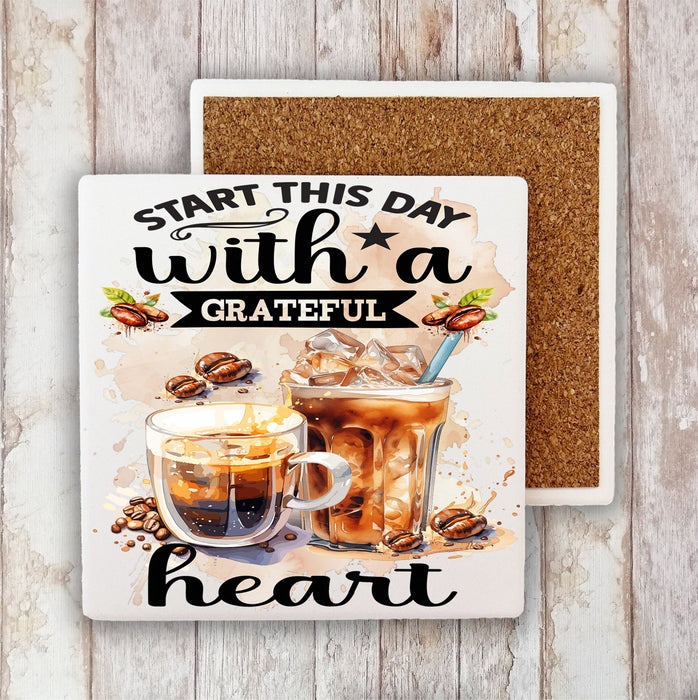 Start this Day Grateful Coffee Spiritual Stone Coaster