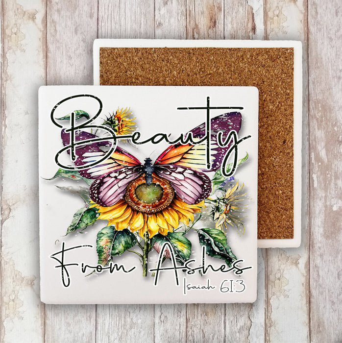 Beauty from Ashes Butterfly Spiritual Stone Coaster