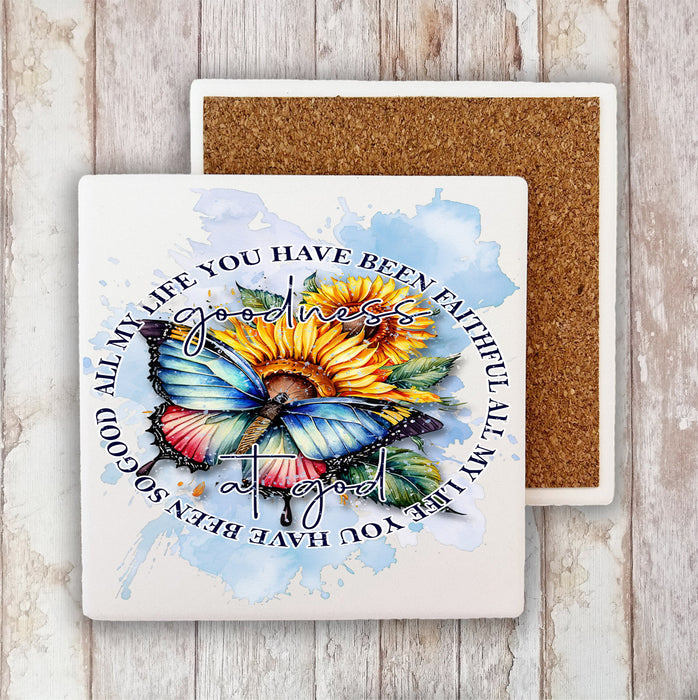 Goodness of God Butterfly Spiritual Stone Coaster