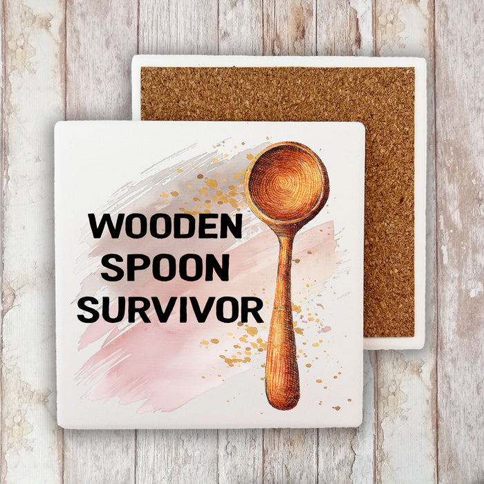 Wooden Spoon Survivor Stone Coaster