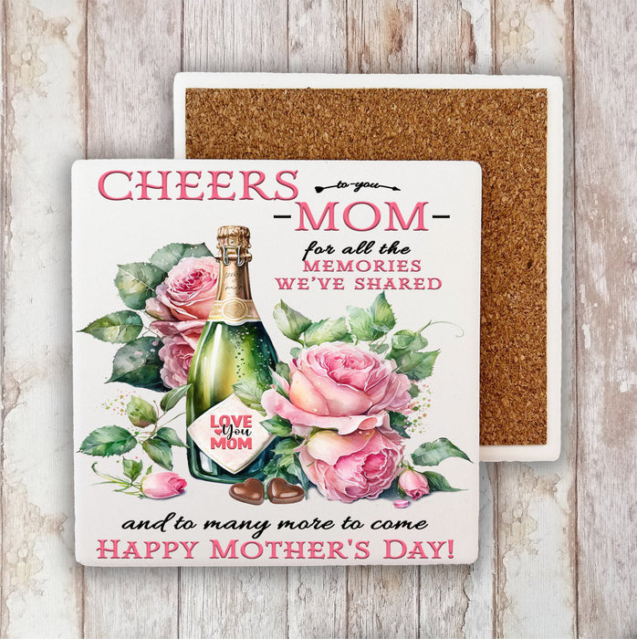 Cheers to Mom Mothers Day Stone Coaster