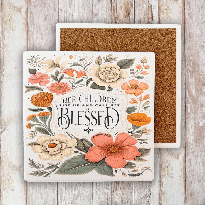 Mothers Day Children Call Her Blessed Stone Coaster