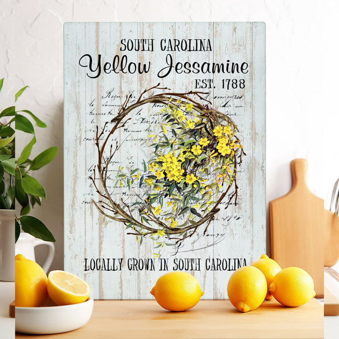 South Carolina State Flower Jessamine Glass Cutting Board