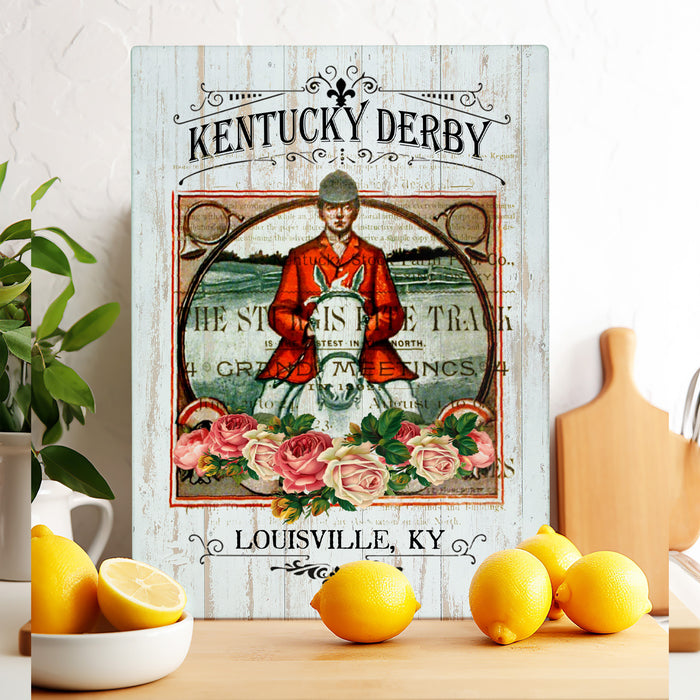 Kentucky Derby Louisville Vintage Glass Cutting Board Trivet