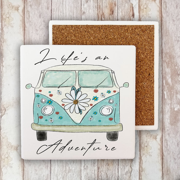 Life's is an Adventure VW Bus Stone Coaster